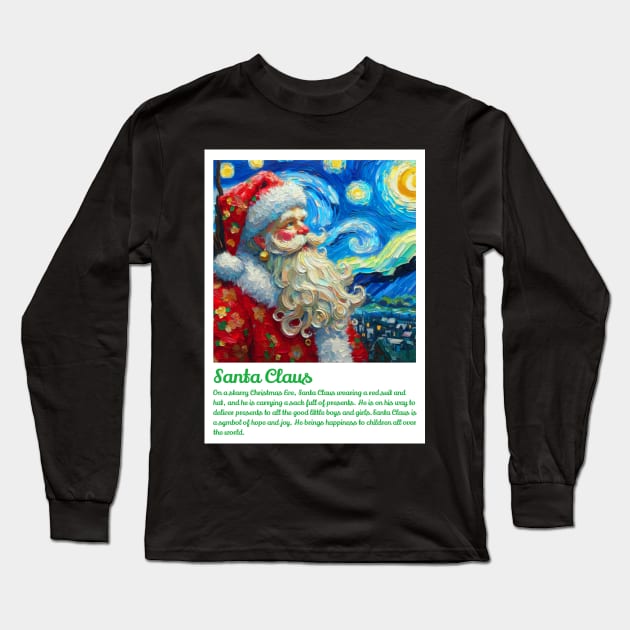 Santa Claus in starry night Long Sleeve T-Shirt by FUN GOGH